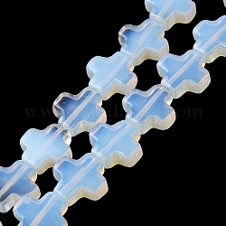 Perlas opalite hebras, cruz, 13~13.5x12.5~13.5x4~5mm, agujero: 1 mm, aproximamente 18 pcs / cadena, 9.21'' (23.4 cm)