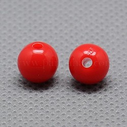 Solid Round Acrylic Beads, Red, 5mm, Hole: 1mm