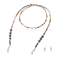 Brillenketten, Halsband für Brillen, mit Acryl-Perlen, Legierung Karabinerverschlüsse, Glasperlen und Gummischlaufenenden, Farbig, 30.7 Zoll (78 cm)