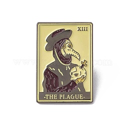 Pest Arzt/Krähe mit Sichel Tarot Karte Emaille Pin, Rotguss-Brosche für Rucksackkleidung, Gelb, 30x21x2 mm, Stift: 1.2 mm.