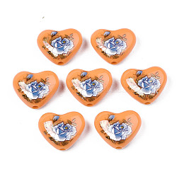 Perles acryliques opaques, cœur, Sandy Brown, 16x19x8mm, Trou: 2mm