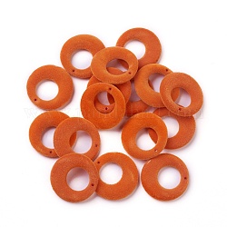 Pendentifs en acrylique flocky, anneau, rouge-orange, 26.5~27x4mm, Trou: 1.2mm