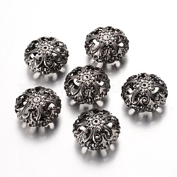 Filigranes de fer gris anthracite perles rondes à plat, 23 mm x 12.5  mm, Trou: 2mm