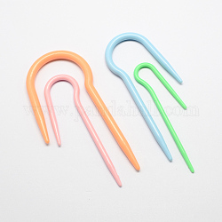 La forma de u puntada cable abs plástico agujas de tejer, torcer curvas ganchillo gancho de mano agujas de tejer de punto, color mezclado, 84~105x21~47x3~6mm, 4 PC / sistema
