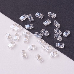 Miyuki halbe Tila Perlen, japanische Saatperlen, 2-Loch, (htl160) Kristallglanz, 5x2.3x1.9 mm, Bohrung: 0.8 mm, ca. 2500 Stk. / Beutel, 100 g / Beutel