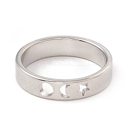 304 кольцо из нержавеющей стали с луной и звездой для женщин, цвет нержавеющей стали, размер США 7 3/4 (17.9 мм)
