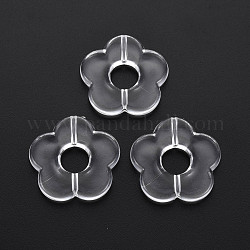 Transparent Acrylic Beads, Flower, Clear, 26x26.5x5mm, Hole: 1.6mm, about 240pcs/500g