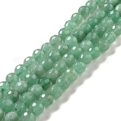 Verde naturale perline avventurina fili, sfaccettato (128 sfaccettatura), tondo, 6.5mm, Foro: 1 mm, circa 59~65pcs/filo, 13.78~14.96 pollice (35~38 cm)