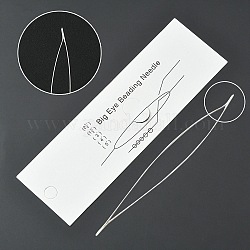 Stainless Steel Collapsible Big Eye Beading Needles, Seed Bead Needle, Beading Embroidery Needles for Jewelry Making, Stainless Steel Color, 4.5x0.02cm