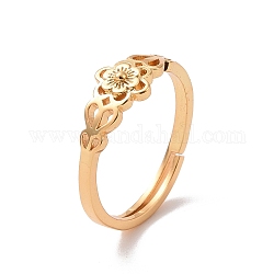 Регулируемое кольцо из латуни с цветком сакуры для женщин, без кадмия и без свинца, реальный 18k позолоченный, размер США 5 (15.7 мм)