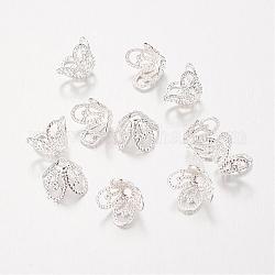 Messing Perle Kappen & Kegel Perlen, Bleifrei und cadmium frei, Silber, 8.5x8.5x6 mm