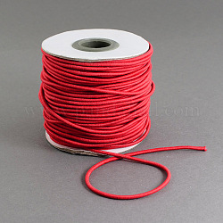Round Elastic Cord, with Nylon Outside and Rubber Inside, Red, 1.5mm, about 49.21 yards(45m)/roll