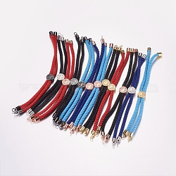 Création de bracelets à cordon torsadé en nylon, fabrication de bracelet de curseur, avec les accessoires en laiton, arbre de la vie, couleur mixte, 8-5/8 pouce (220 mm), 3mm, Trou: 2mm