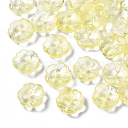 Transparente sprühlackierte Jadeglasperlen imitiert, Blume, blass Goldrute, 15x15x6 mm, Bohrung: 1.2 mm