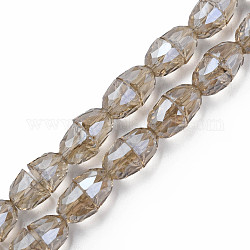 Chapelets de perles en verre transparent électrolytique, facette, cloche, chameau, 8x7mm, Trou: 1mm, Environ 94~100 pcs/chapelet, 25.20 pouce (64 cm)