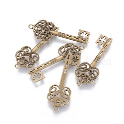 Pendente stile tibetano, ciondoli di skeleton key,  piombo e cadmio libero, bronzo antico, 60x22x2mm, Foro: 2 mm