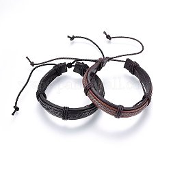 Bracelets de cordon en cuir, avec cordon ciré, couleur mixte, 2 pouce (5 cm) ~ 3-1/8 pouces (8 cm)