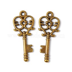 Retro-Stil antike Bronze vernickelt Schlüsselanhänger, Schlüssel, Bleifrei, Nickel-und cadmium frei, 33 mm lang, 14 mm breit, 2 mm dick, Bohrung: 2 mm