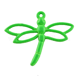Lovely Dragonfly Pendants for Necklace Design, Spray Painted Alloy Pendants, Cadmium Free & Lead Free, Lime, 27x33x2mm, Hole: 1.5mm