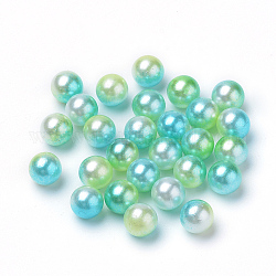 Perle di perle imitazione acrilico arcobaleno, perle di perle a sirena sfumata, Senza Buco, tondo, giallo verde, 10mm, circa 1000pcs/500g