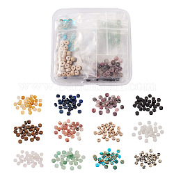 Craftdady 360pcs 12 Farben natürliche gemischte Edelsteinperlen, Disc / Flachrund, heishi Perlen, 4~4.5x2~2.5 mm, Bohrung: 0.5~0.7 mm, 30 Stk. je Farbe