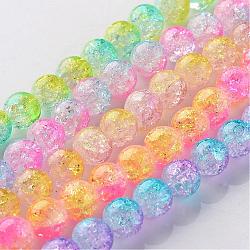 Crackle Glass Round Bead Strands, Mixed Color, 8mm, Hole: 1mm, about 49pcs/strand, 14.5 inch