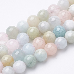 Chapelets de perles en morganite naturelle, ronde, 10x9.5mm, Trou: 1mm, Environ 38 pcs/chapelet, 14.5 pouce