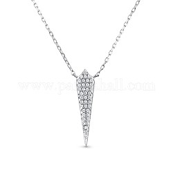 Collier pendentif triangle en argent sterling avec zircons cubiques tinysand 925, couleur d'argent, 15.6 pouce