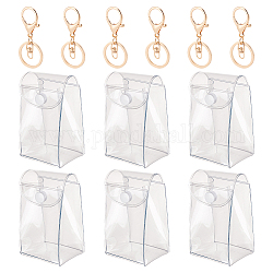 DIY прозрачные подвесные фигурки дисплей сумки брелок, слепая коробка для хранения кукол брелок комплект, в том числе пластиковые прямоугольные маленькие сумки, сплав застежка брелок выводы, прозрачные, 68x30x5 мм