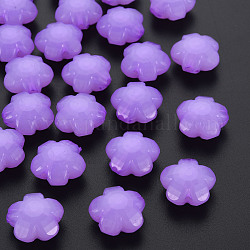 Perline acrilico jelly imitato, fiore, sfaccettato, orchidea scuro, 17x17.5x10mm, Foro: 2 mm, circa 340pcs/500g