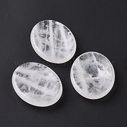 Oval Natural Quartz Crystal Thumb Worry Stone for Anxiety Therapy, 45.5x35.5x8.5mm