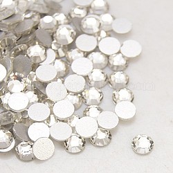 Glass Flat Back Rhinestone, Grade A, Back Plated, Faceted, Half Round, Crystal, 4.6~4.8mm, about 1440pcs/bag