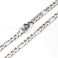 304 inoxidables figaro acero cadenas collares, con cierre de langosta, facetados, color acero inoxidable, 23.6 pulgada (59.9 cm)