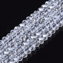 FilI di perline in vetro placcato, lustro di perla placcato, sfaccettato, rondelle, chiaro, 6x5mm, Foro: 1 mm, circa 85~88pcs/filo, 16.1~16.5 pollice (41~42 cm)