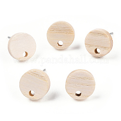 Fornituras de aretes de madera de fresno, con 304 perno de acero inoxidable, redondo, 20mm, agujero: 2.0 mm, pin: 0.7 mm