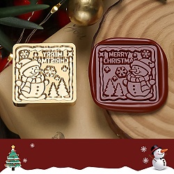 Cabeza de sello de latón con sello de cera con tema navideño, para sello de cera, dorado, muñeco de nieve, 25x25x14.5mm, diámetro interior: 7 mm