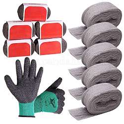 1 paio di guanti resistenti al taglio, guanti da lavoro in lattice con rivestimento sabbioso, con 5 fascio di filo di acciaio lucido, turchese, 100mm, 2m/balla