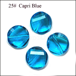 Imitazione branelli di cristallo austriaco, grado aaa, sfaccettato, rotondo e piatto, cielo blu profondo, 10x5mm, Foro: 0.9~1 mm