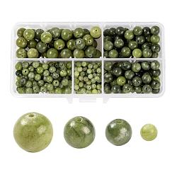 340pcs 4 tailles perles de pierres précieuses naturelles, taiwan jade, pouvoir de guérison de la pierre d'énergie naturelle pour la fabrication de bijoux, ronde, vert olive, 4mm / 6mm / 8mm / 10mm, Trou: 0.8~1.5mm