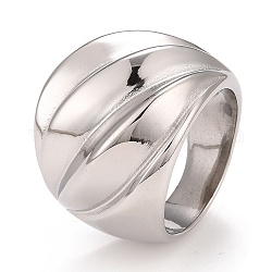 304 Stainless Steel Textured Chunky Ring, Croissant Ring for Women, Stainless Steel Color, US Size 7 1/4(17.5mm)