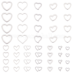 PandaHall 60pcs 15 Style Heart Frames Charms Stainless Steel Heart Linking Rings Minimalist Beading Hoop Charms Silver Hollow Heart Connector Findings for Dangle Beading Hoop Jewellery Making