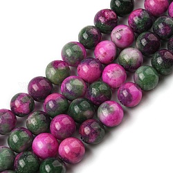 Jade Perlen Stränge, natürliche weiße Jade, gefärbt, Runde, Farbig, 8 mm, Bohrung: 1 mm, ca. 51 Stk. / Strang, 15.7 Zoll