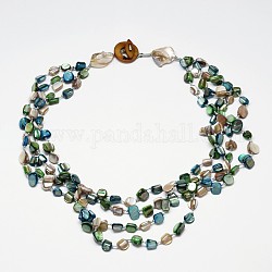 Женские многоярусные ожерелья из ракушек с бусинами, многослойные ожерелья, голубой, 20.07 дюйм