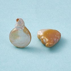 Perle keshi naturali barocche, zucca, colore conchiglia, 17.5~19x12~14x5~6mm, Foro: 0.7 mm