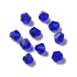 Perle di cristallo austriache imitazione di vetro, sfaccettato, diamante, blu medio, 4x4mm, Foro: 0.7 mm