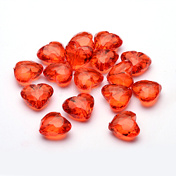 Valentines idées de jour pour ses perles acryliques transparents, coeur à facettes, rouge, longueur d'environ 25 mm ,  largeur de 28.5 mm, épaisseur de 16mm, Trou: 3mm, environ 88 pcs/500 g