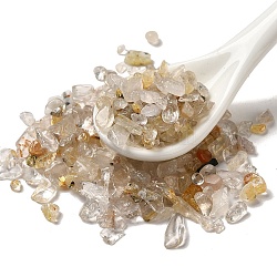 Perles de quartz rutile en or naturel, aucun perles de trou, perles de copeaux, 2.5~9x2~4mm