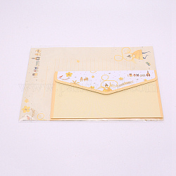 Enveloppes en papier et papiers à lettres, Motif floral, rectangle, jaune clair, 8.7~21x14.3~16.5x0.01~0.03 cm, 9 pièces / kit