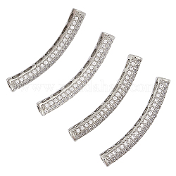 Unicraftale 4pcs 31mm gebogene Rohrperlen mit Zirkonia Messingrohrperlen platinfarbene lose Perlen für Schmuckherstellung Halsketten Armbänder, 2 mm Loch
