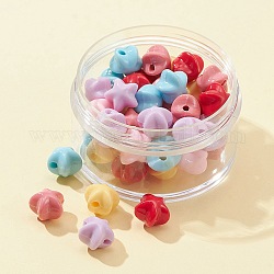 50pcs 6 couleurs perles acryliques opaques, étoiles du nord, couleur mixte, 11x11.5x10mm, Trou: 2.5mm, 50 pcs / boîte